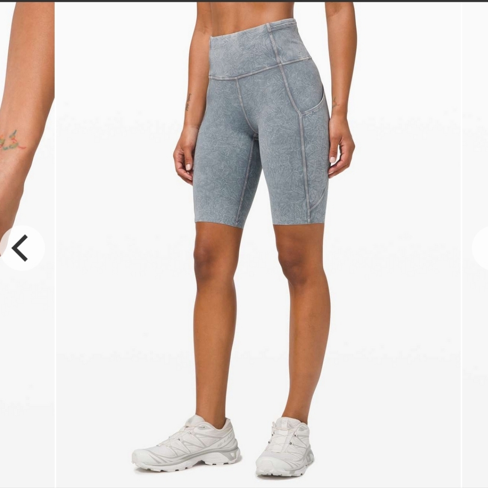 Lululemon Fast And Free 10" Ice Dye Asphalt Grey Bike Short
